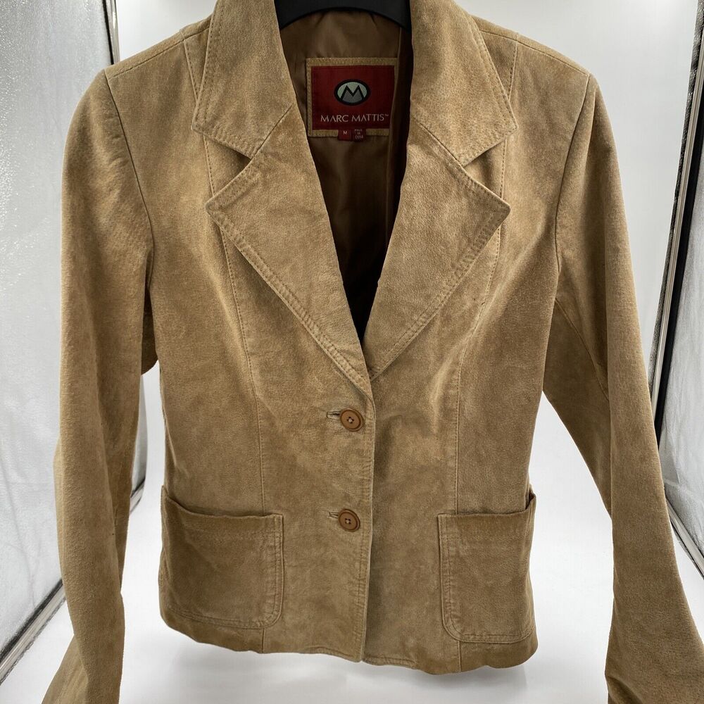 Marc Mattis Tan Leather Jacket: Size Medium Button Up With Pockets